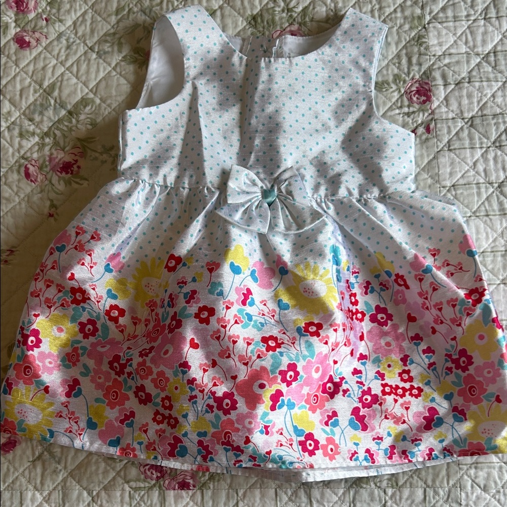 Floral Sleeveless Dress with Bow